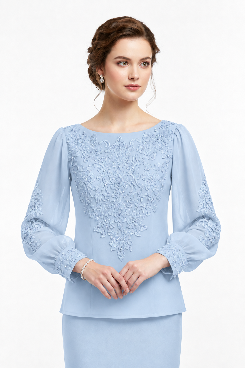 Blusa Bordada Azul Bebé