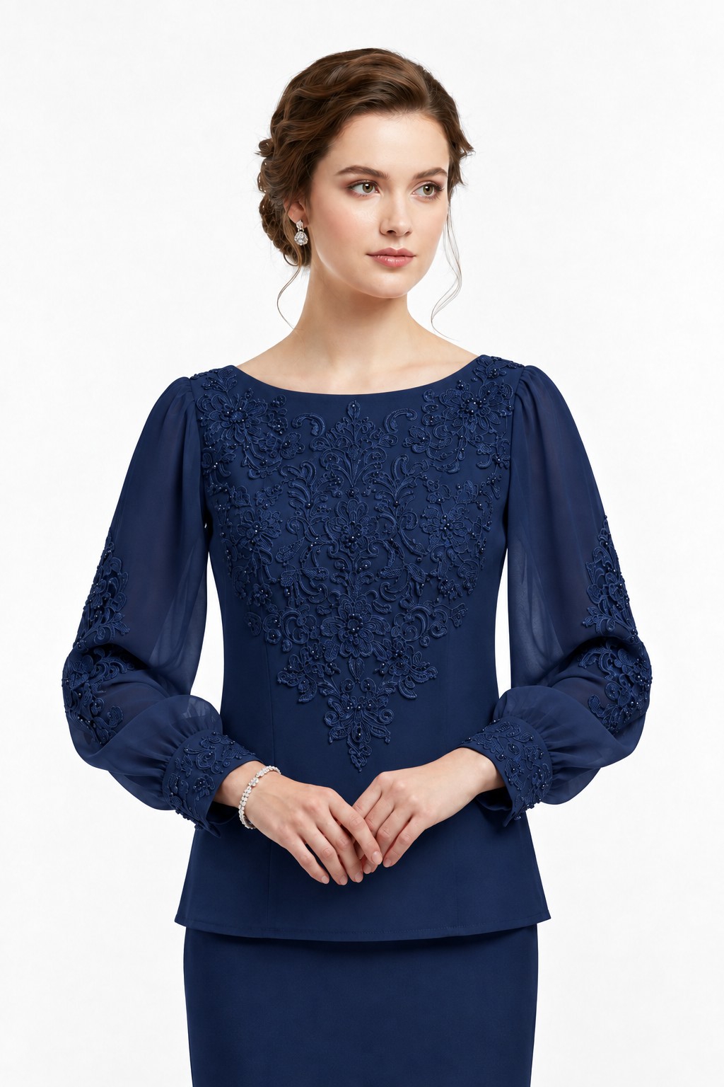 Blusa Bordada Azul marino