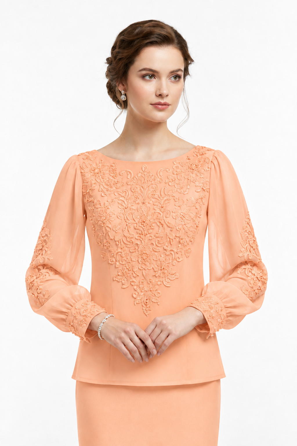 Blusa Bordada Naranja Pastel