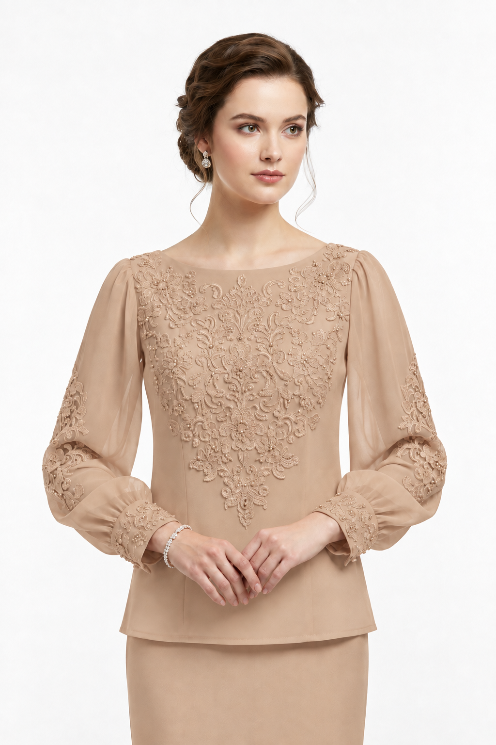 Blusa Bordada Nude