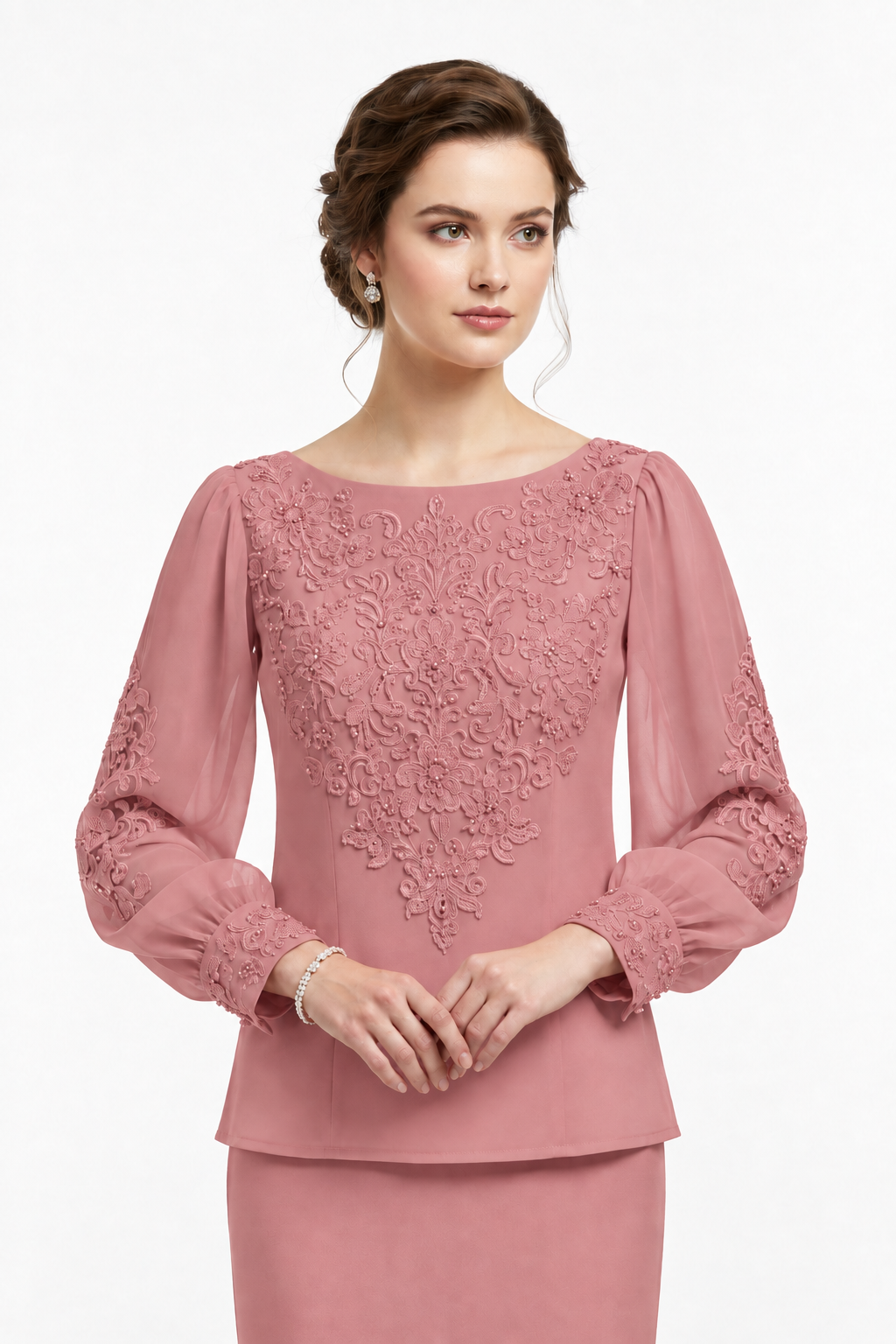Blusa Bordada Rojo Pastel