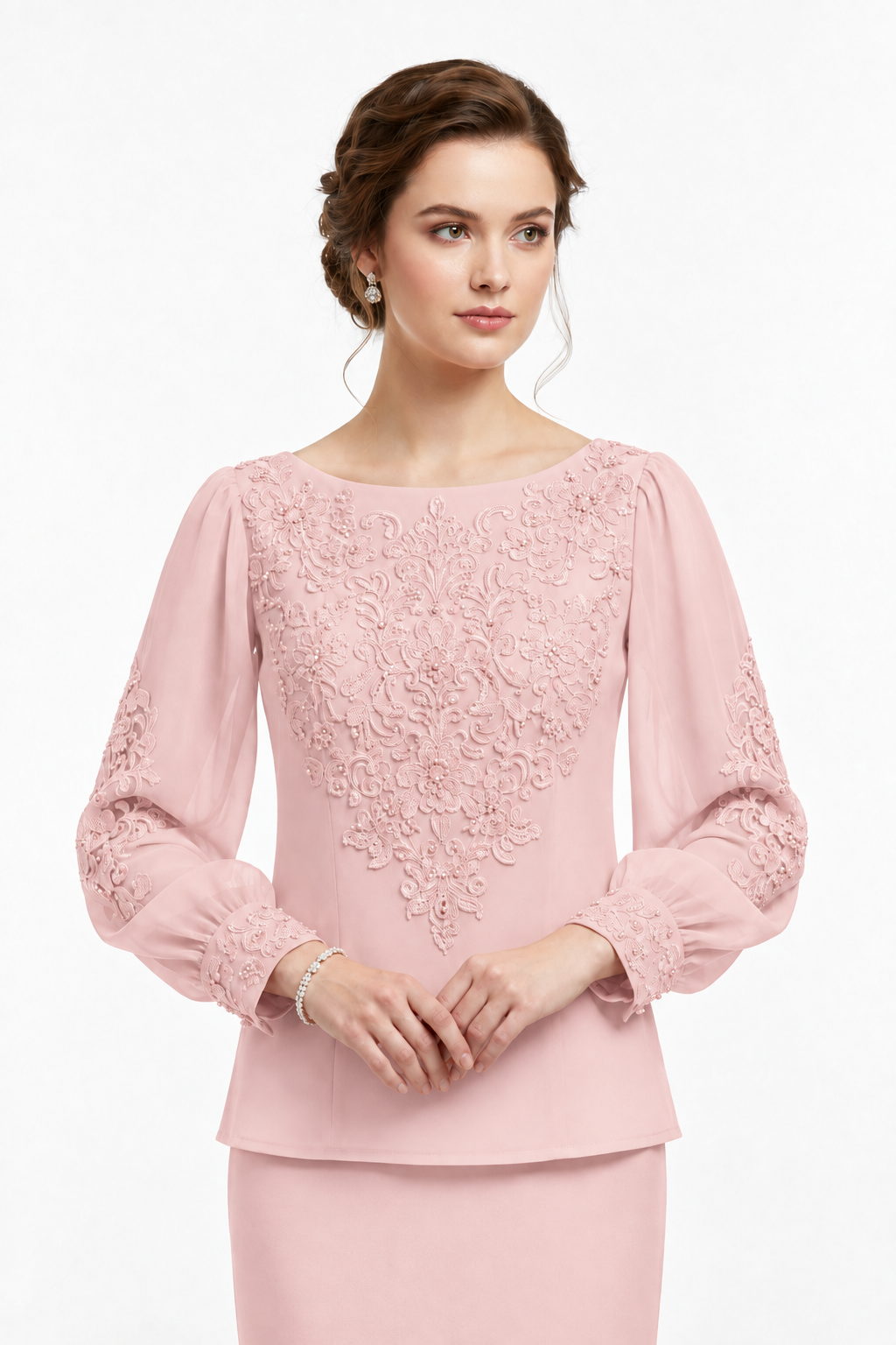 Blusa Bordada Rosa Empolvado
