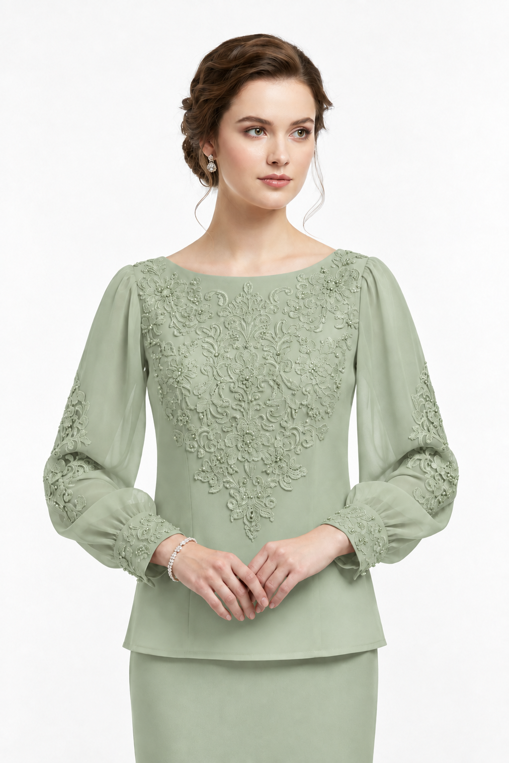 Blusa Bordada Verde Salvia