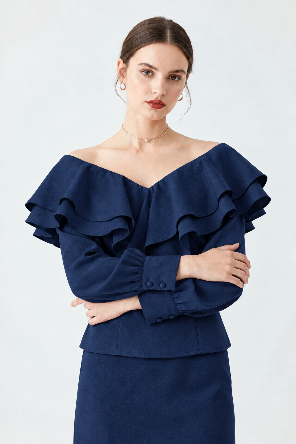 Blusa Volantes Azul marino