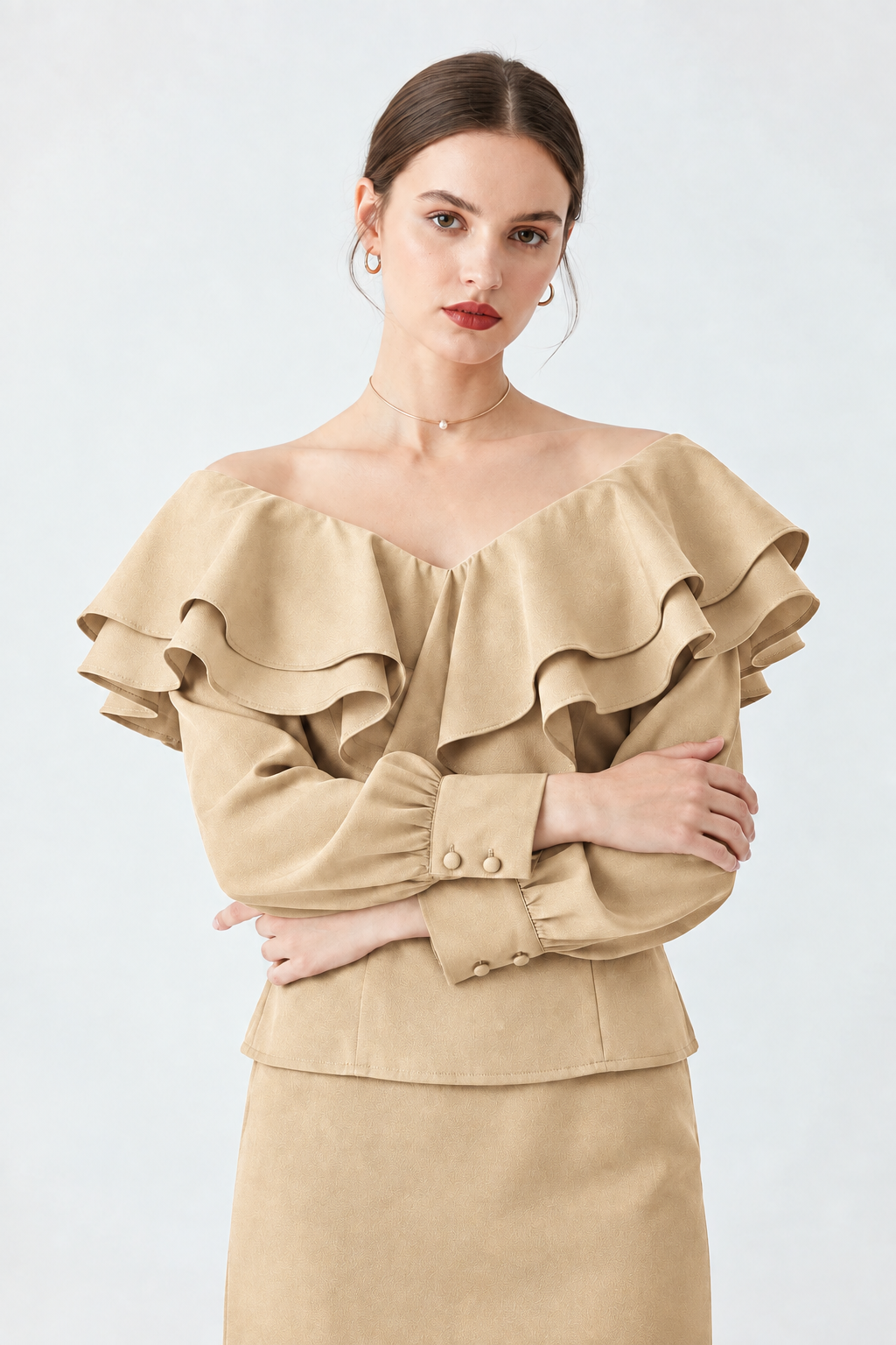 Blusa Volantes Champán