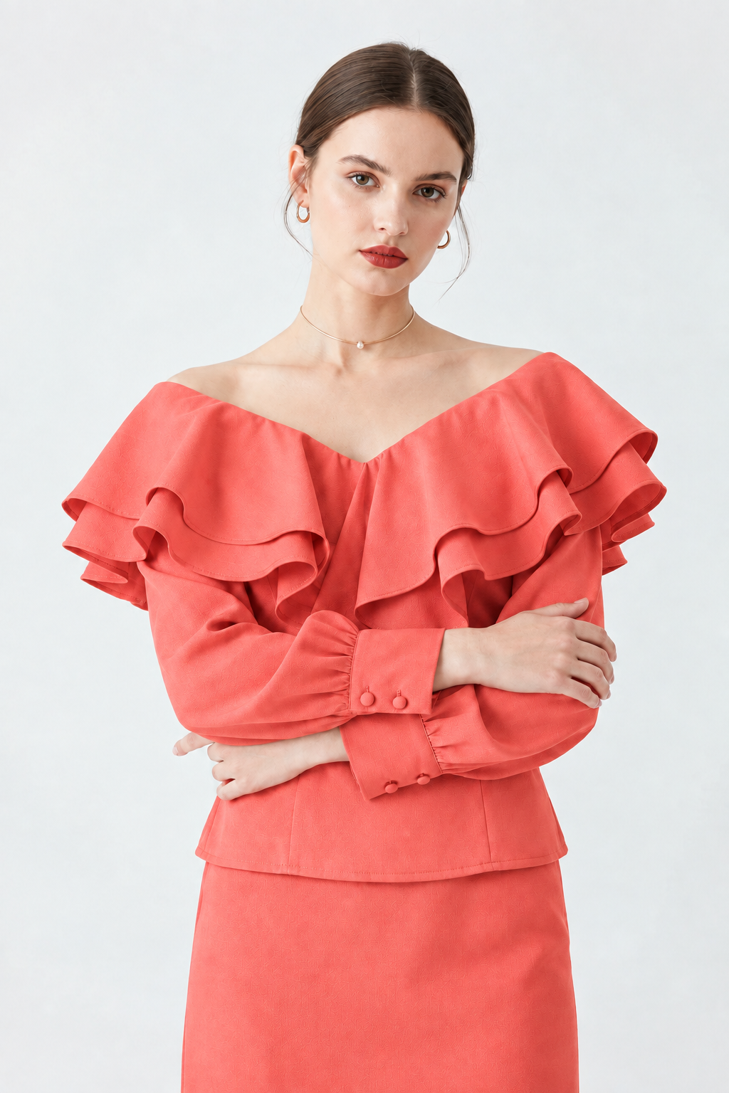 Blusa Volantes Coral