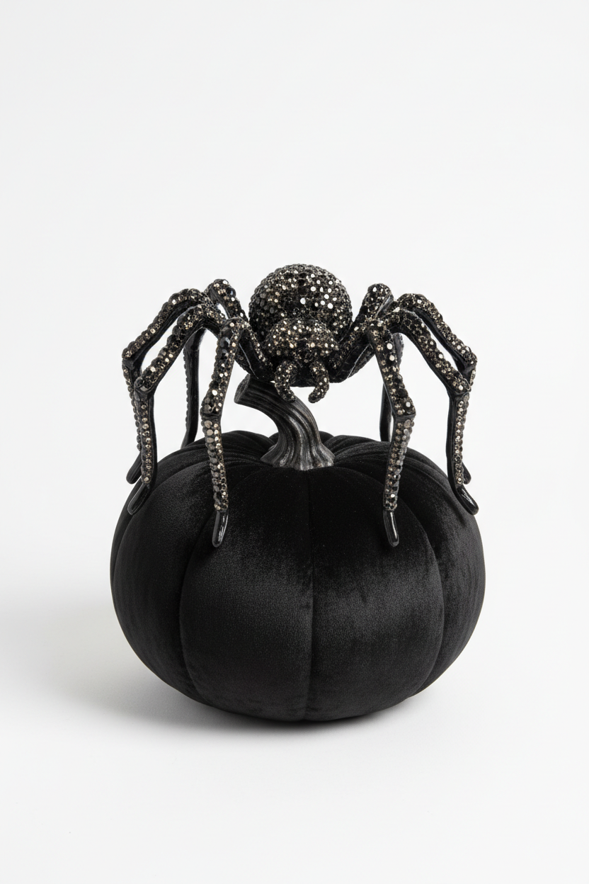 Decoración Halloween araña pedrería calabaza