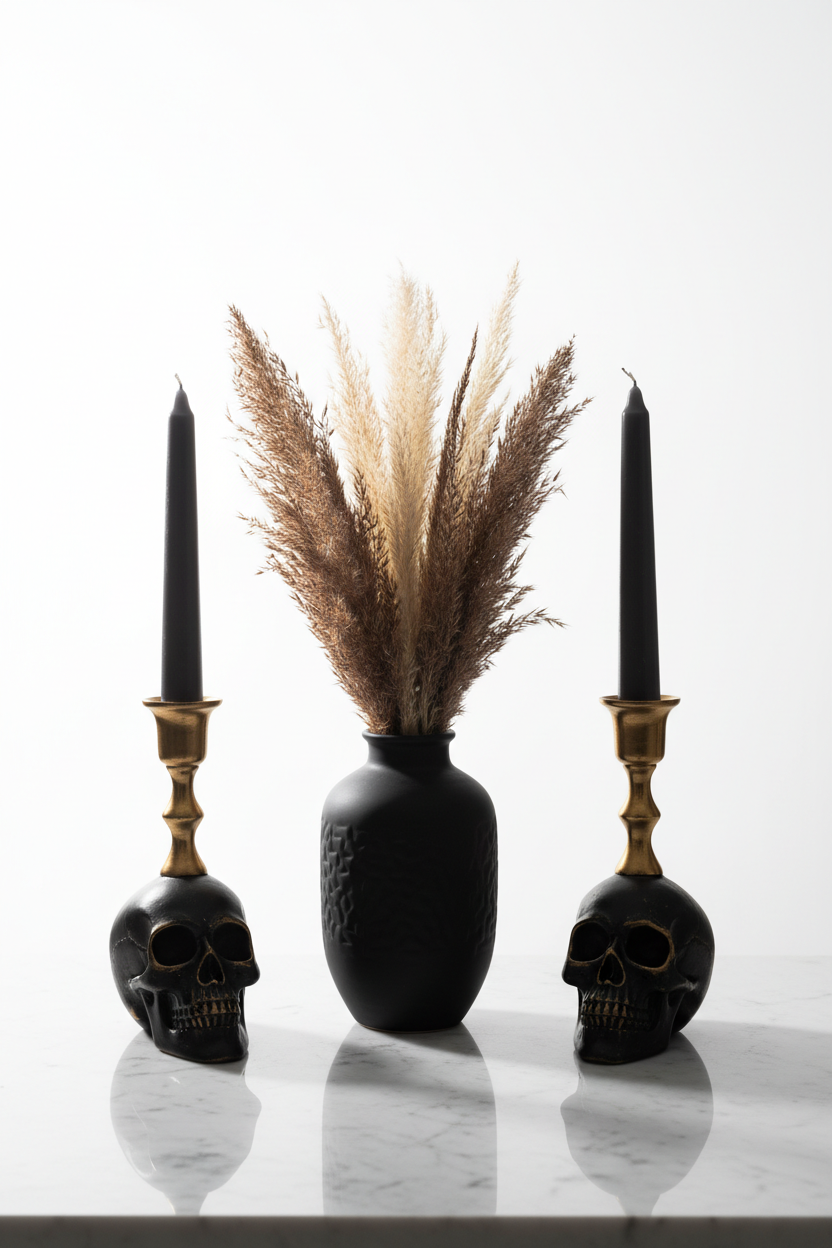 Decoración Halloween candelabros cráneo