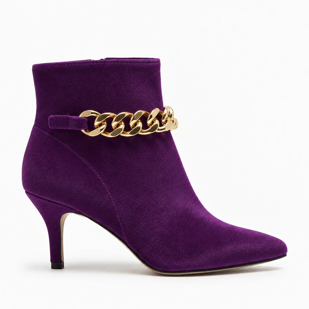Cala Stile – Botín Terciopelo con Cadena Dorada Mujer