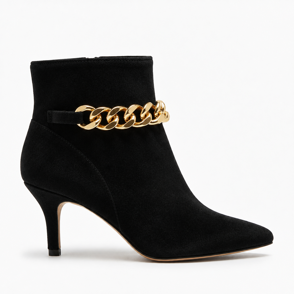 Cala Stile – Botín Terciopelo con Cadena Dorada Mujer