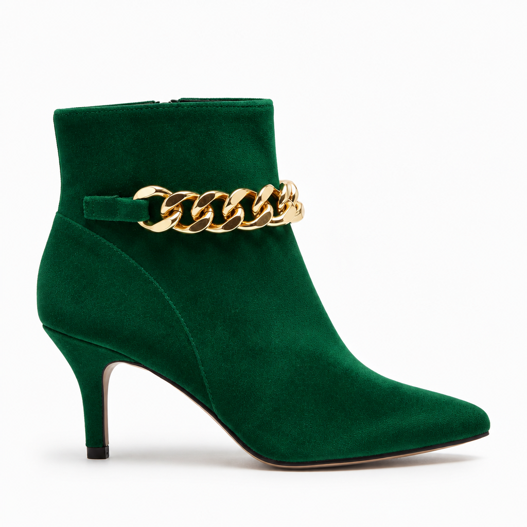 Cala Stile – Botín Terciopelo con Cadena Dorada Mujer