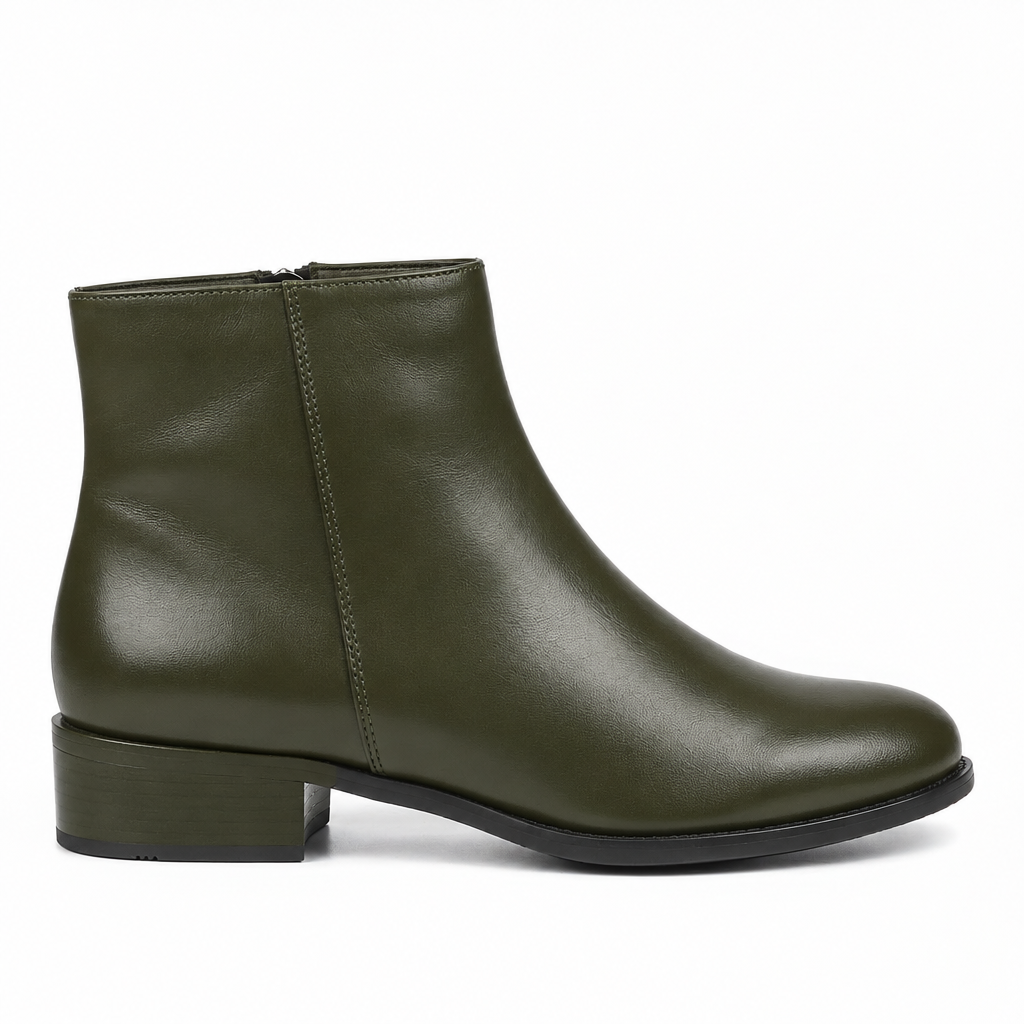 Botín Cremallera Kaki Oliva