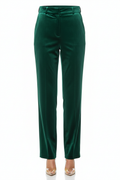 Pantalones de satén verde de mujer