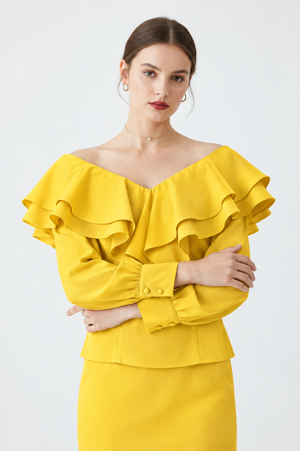 Blusa volantes amarilla