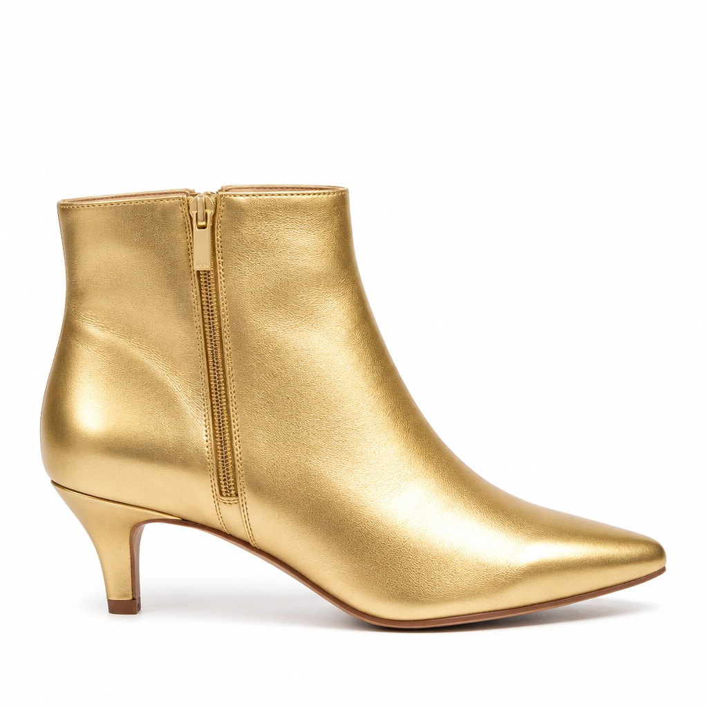 Botín Kitten Heel Dorado