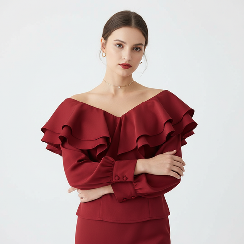 Blusa de fiesta roja hombro descubierto