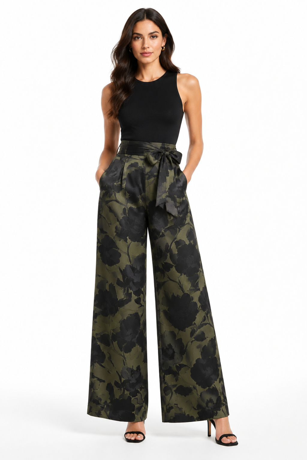 Pantalones floral verde militar