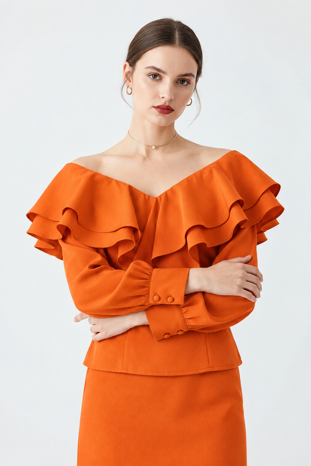 Blusa volantes naranja