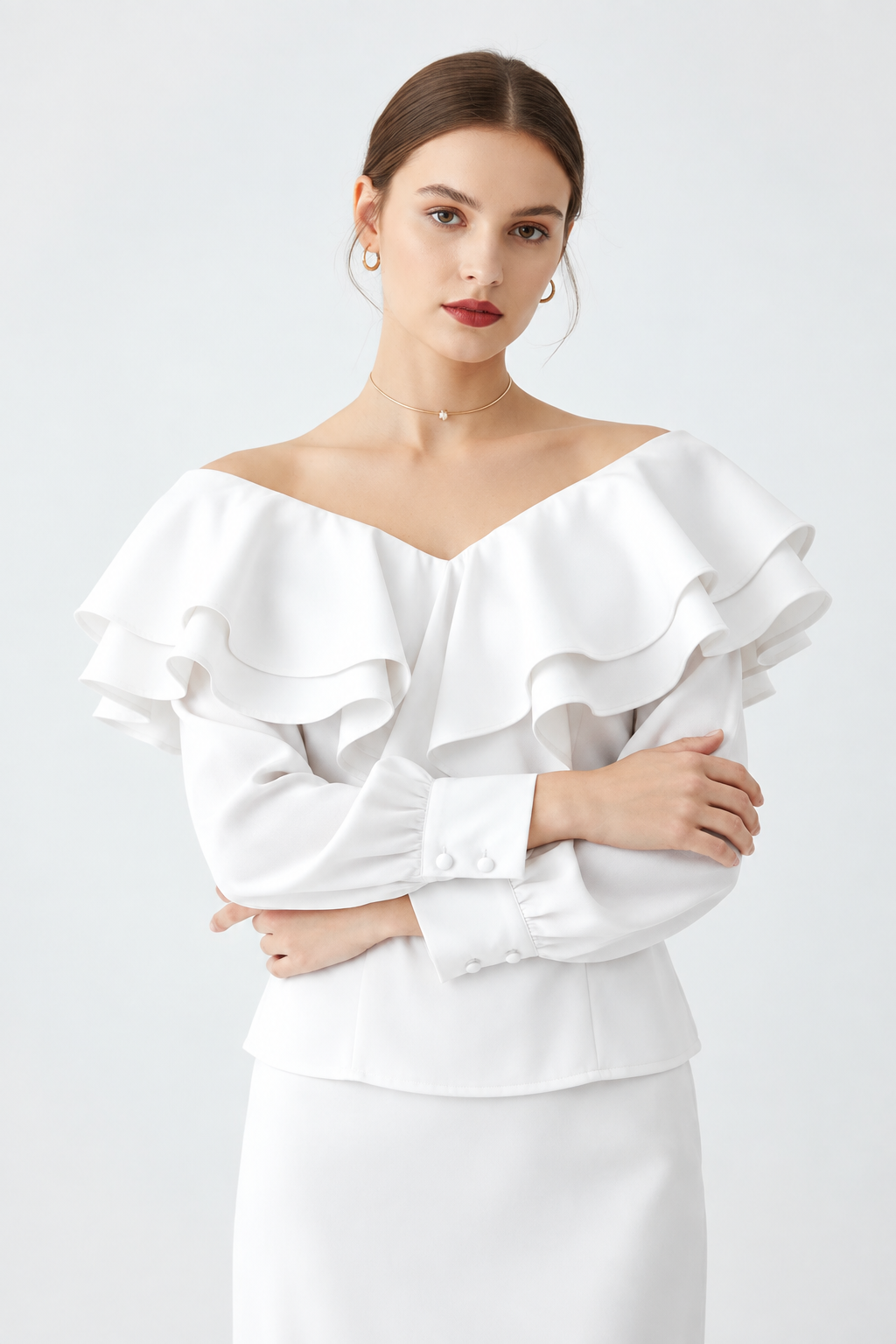 Blusa volantes blanca