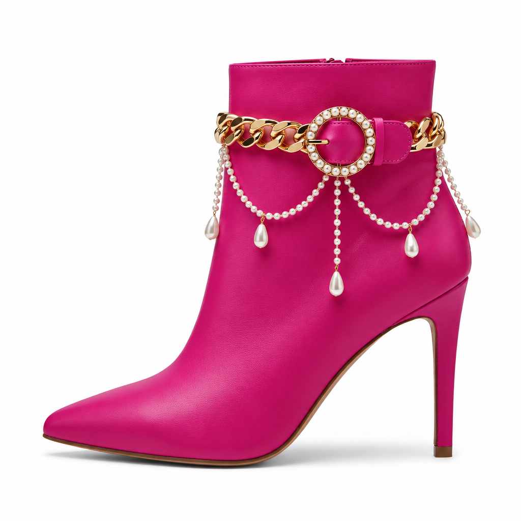Botín Cadena y Perlas Fucsia