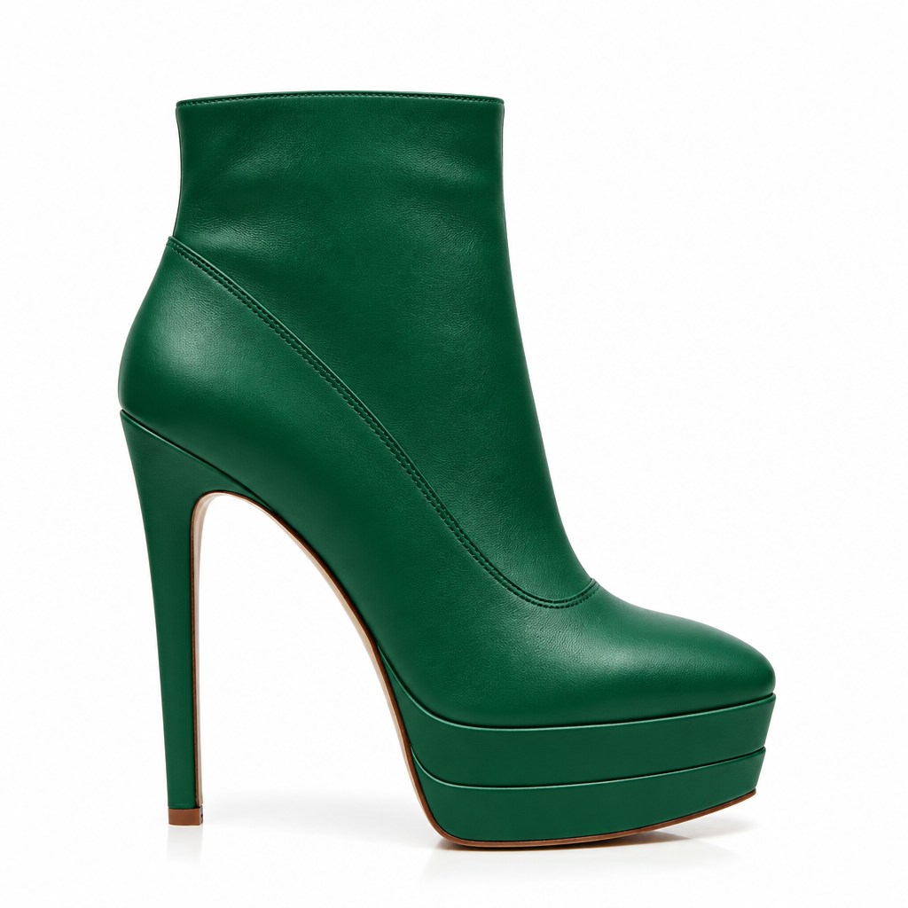 Botín Plataforma Stiletto Verde Esmeralda