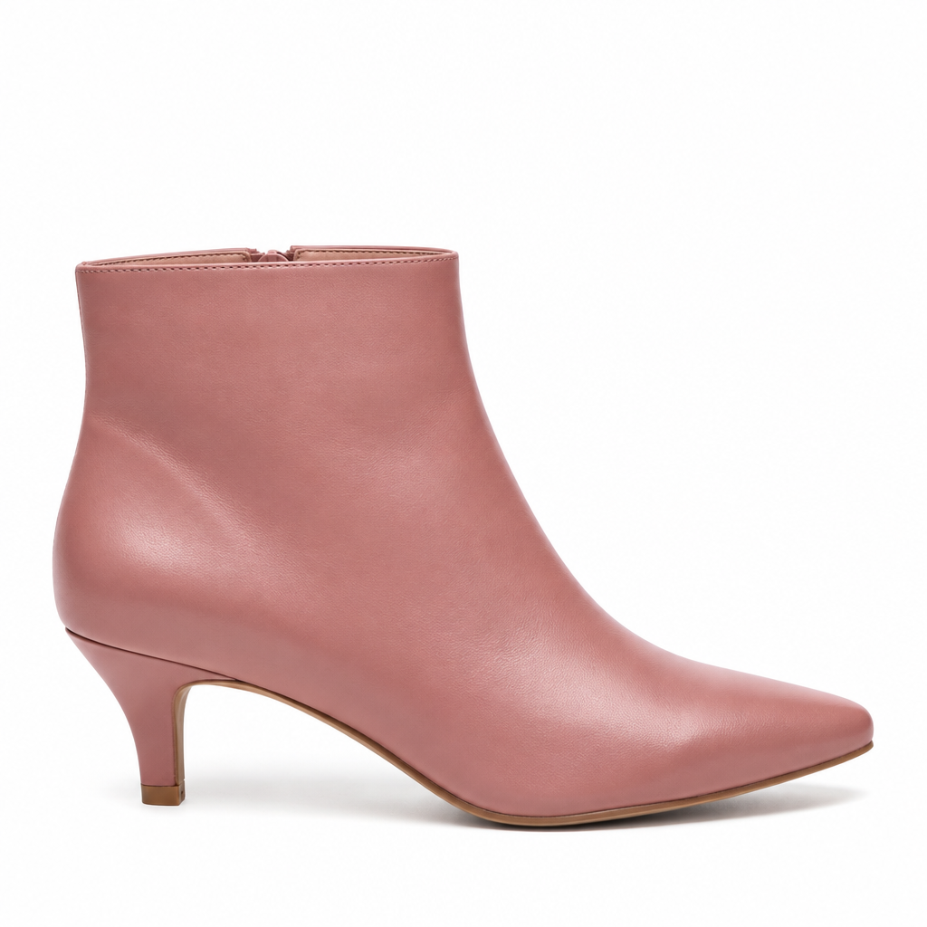 Botín kitten heel rosa empolvado