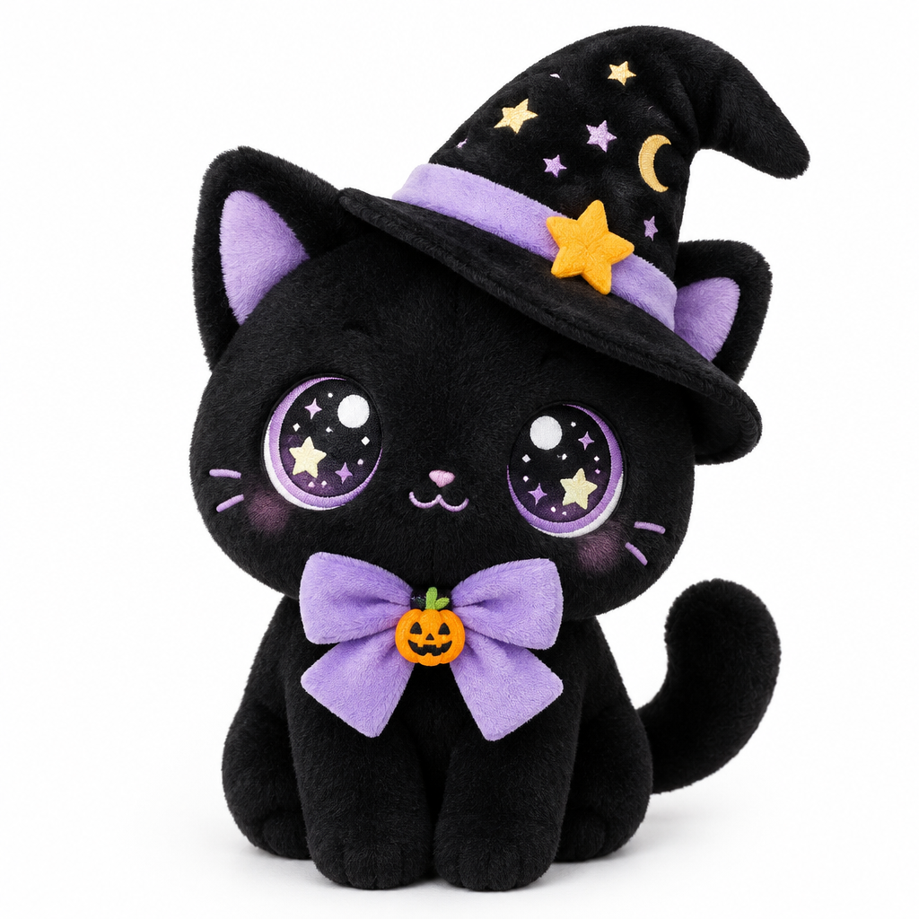 Gato kawaii con sombrero de bruja