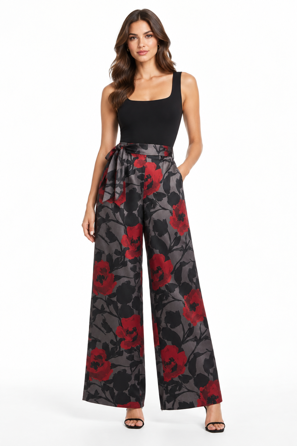 Pantalones floral gris