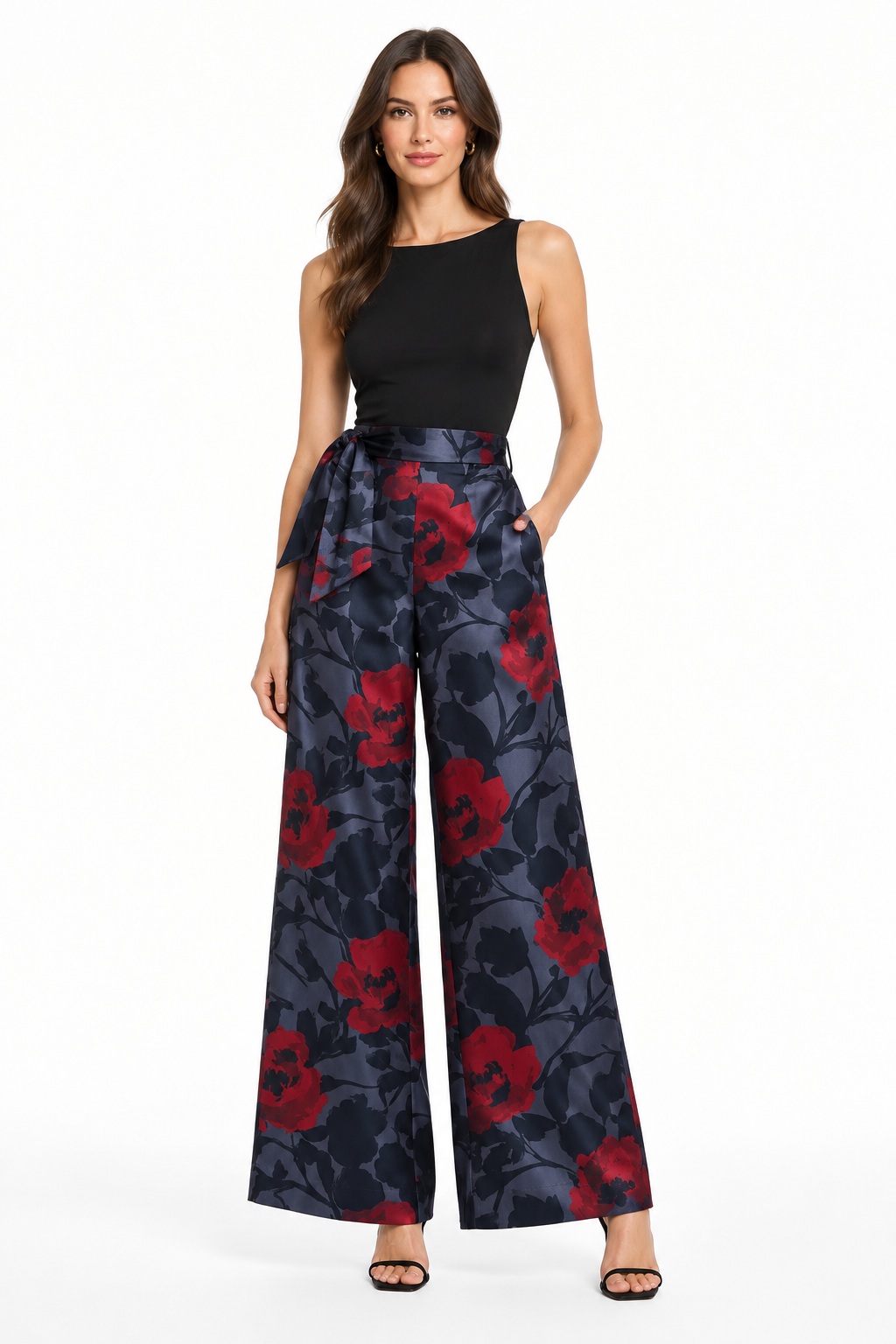 Pantalones floral azul marino