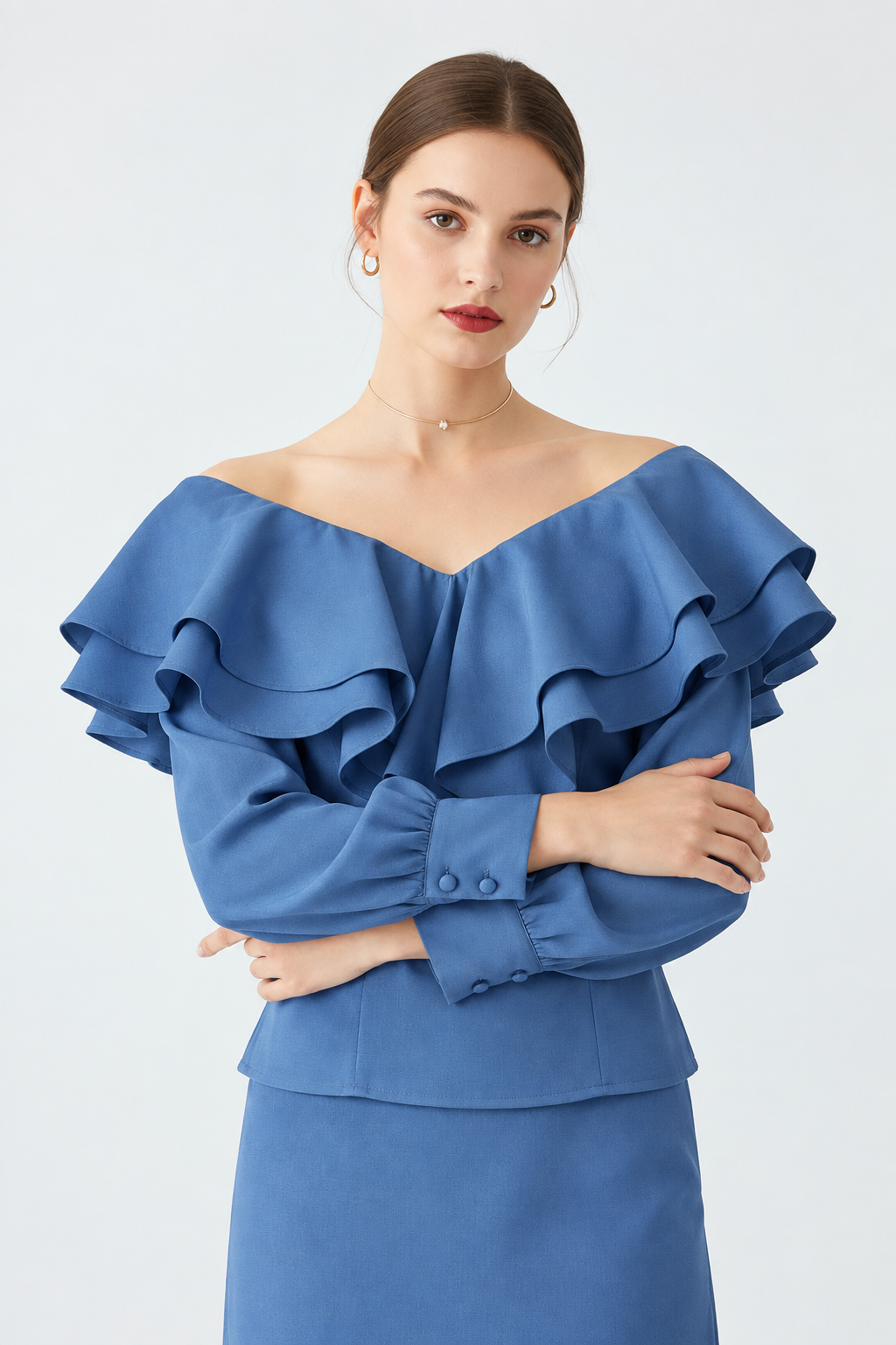 Blusa volantes azul