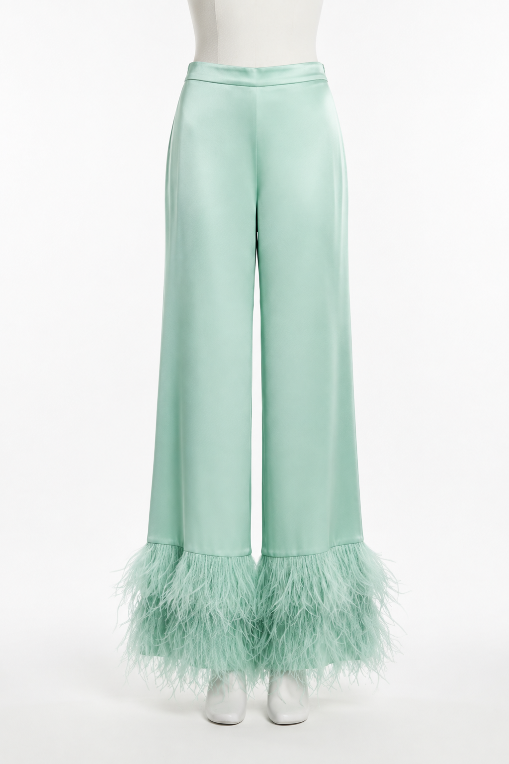Pantalones plumas verde agua