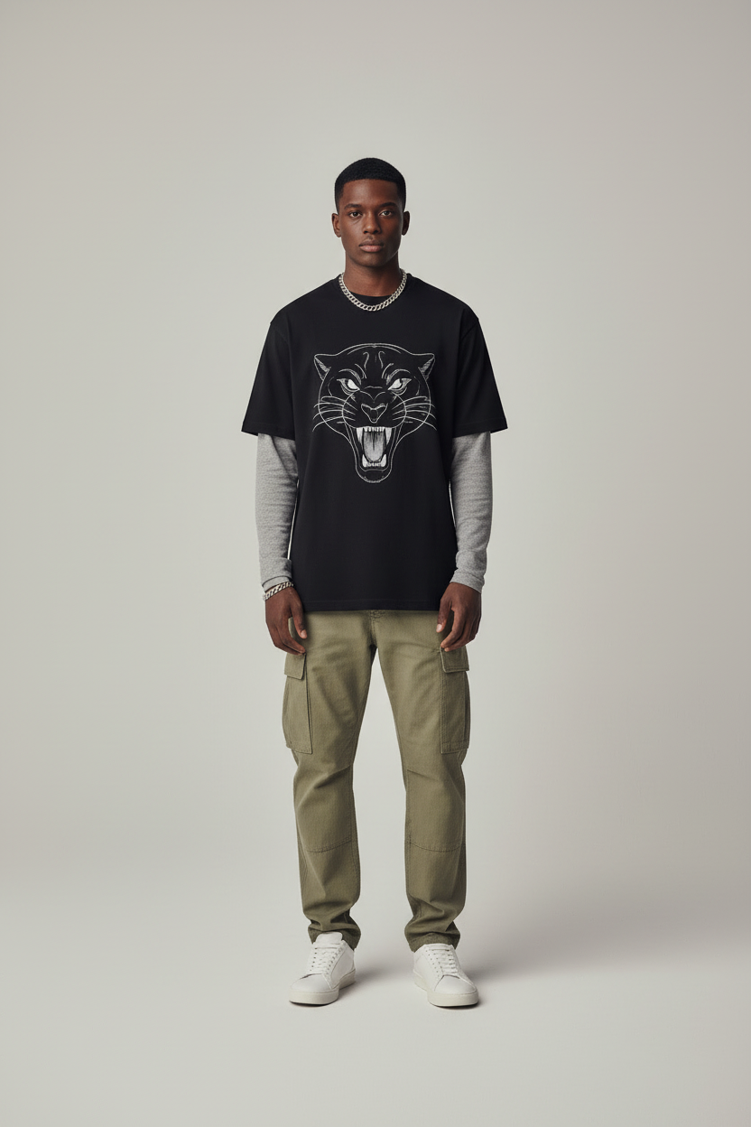 Camiseta azul con dibujo hombre