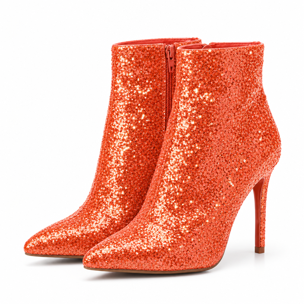 Botín lentejuelas naranja coral