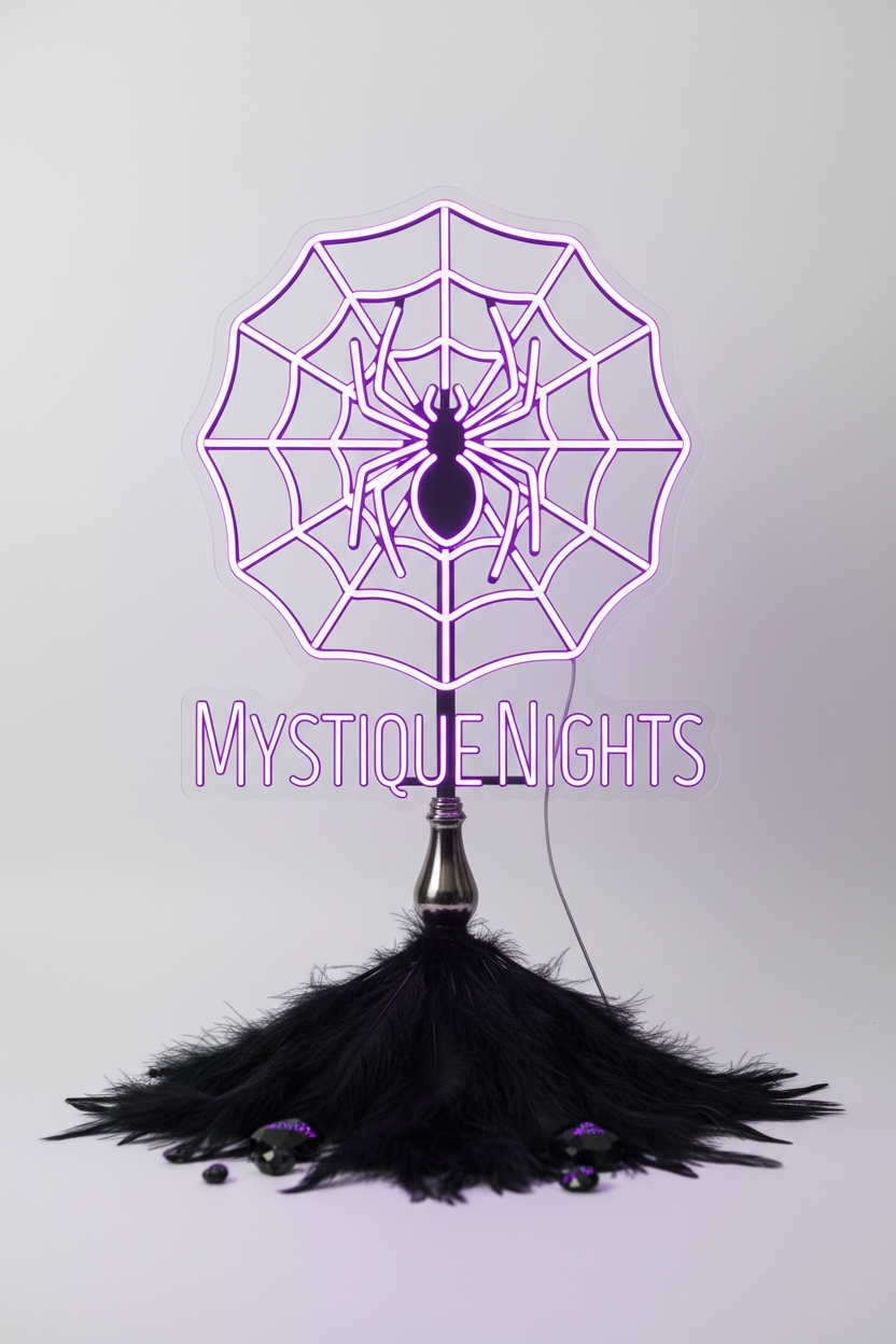Decoración Halloween neón tela de araña morado