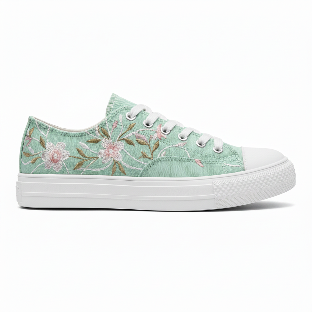 Canvas verde menta con margaritas