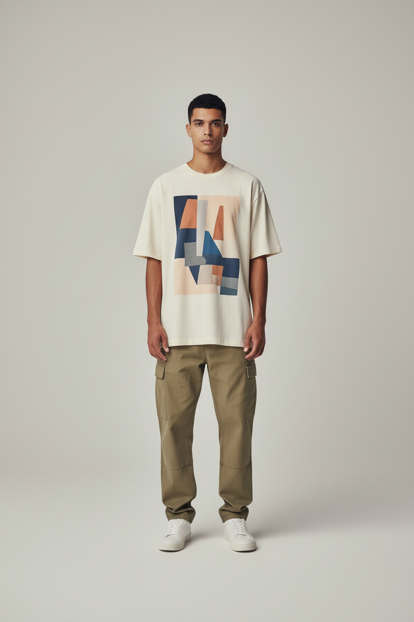 Camiseta blanca con dibujo hombre