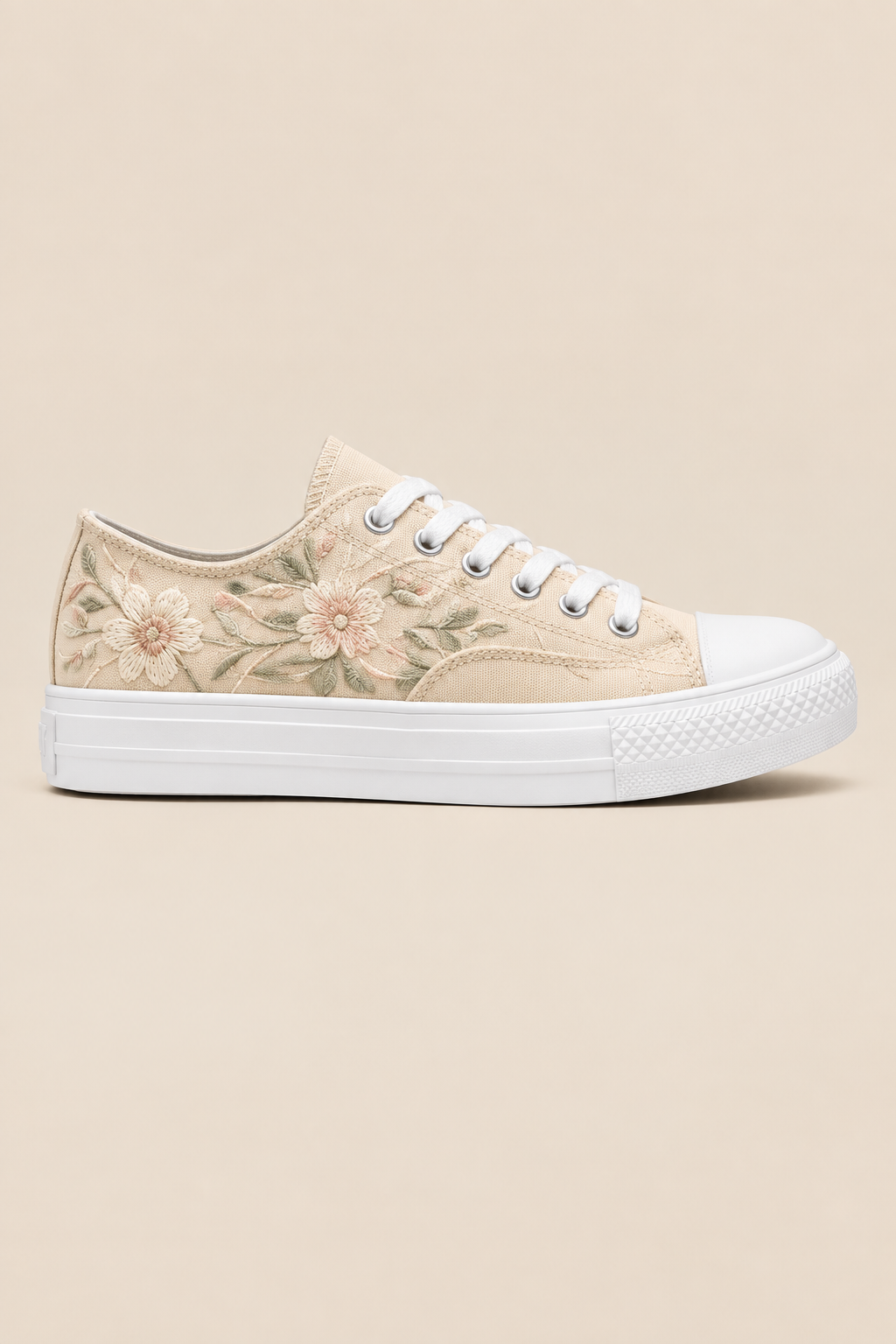 Deportivas canvas bordada beige