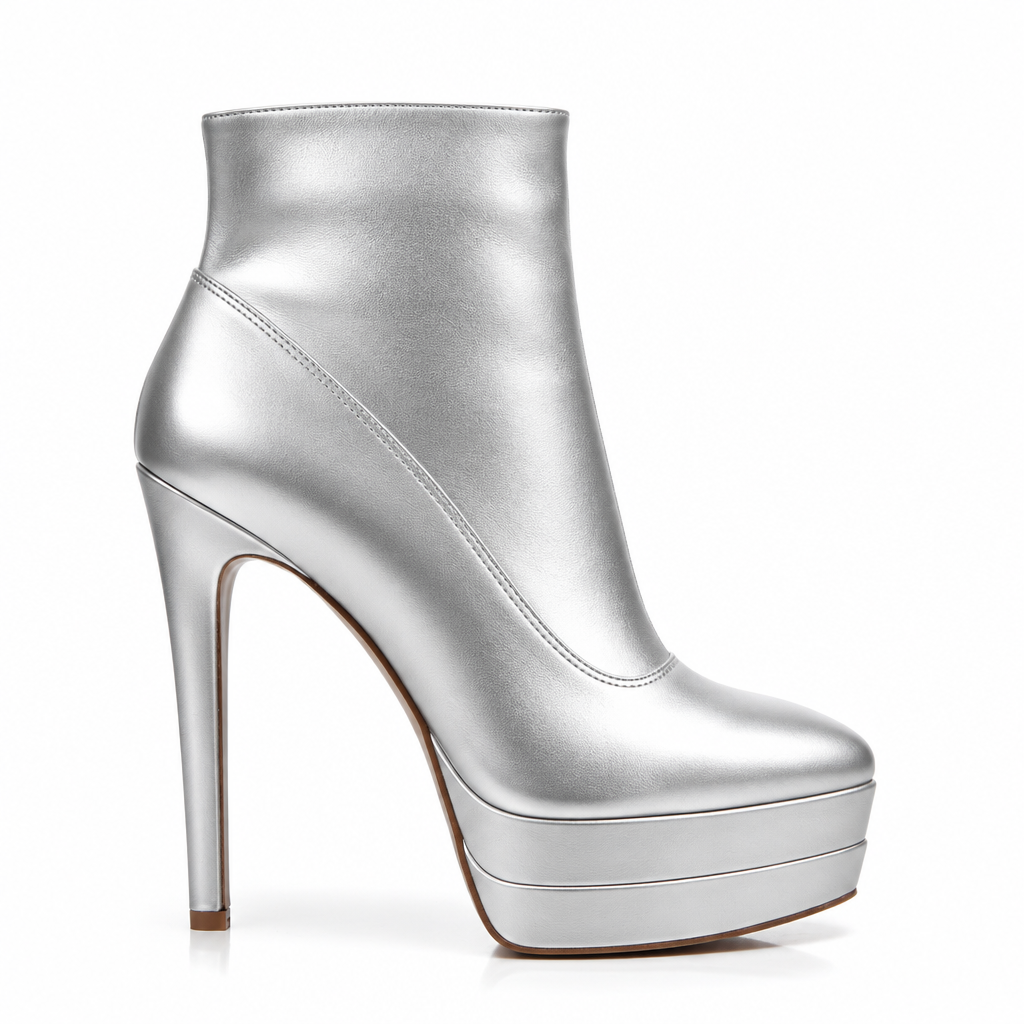 Botín plataforma stiletto plata