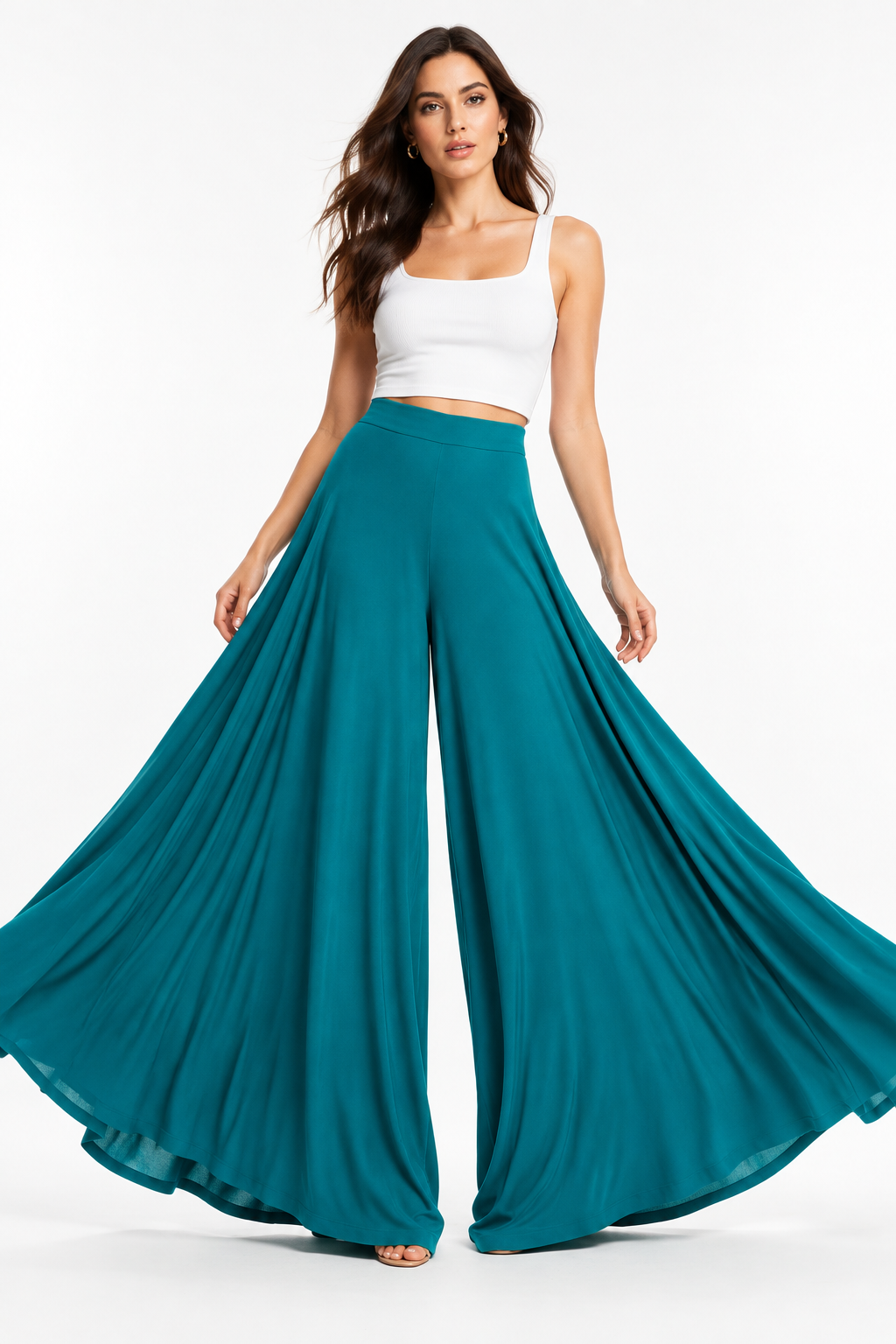 Pantalón Palazzo Fluido Calipso con modelo - Cala Stile