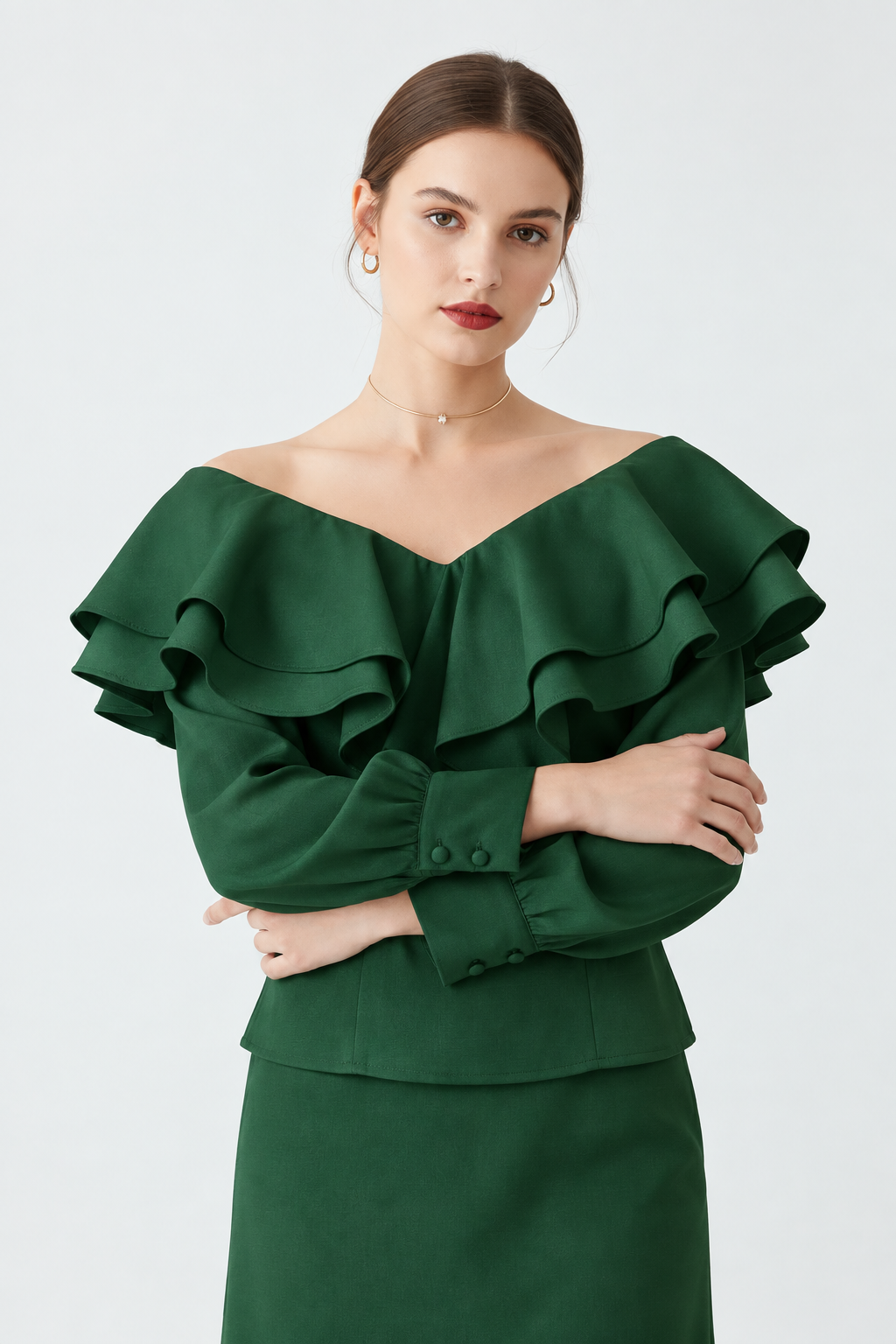 Blusa volantes verde