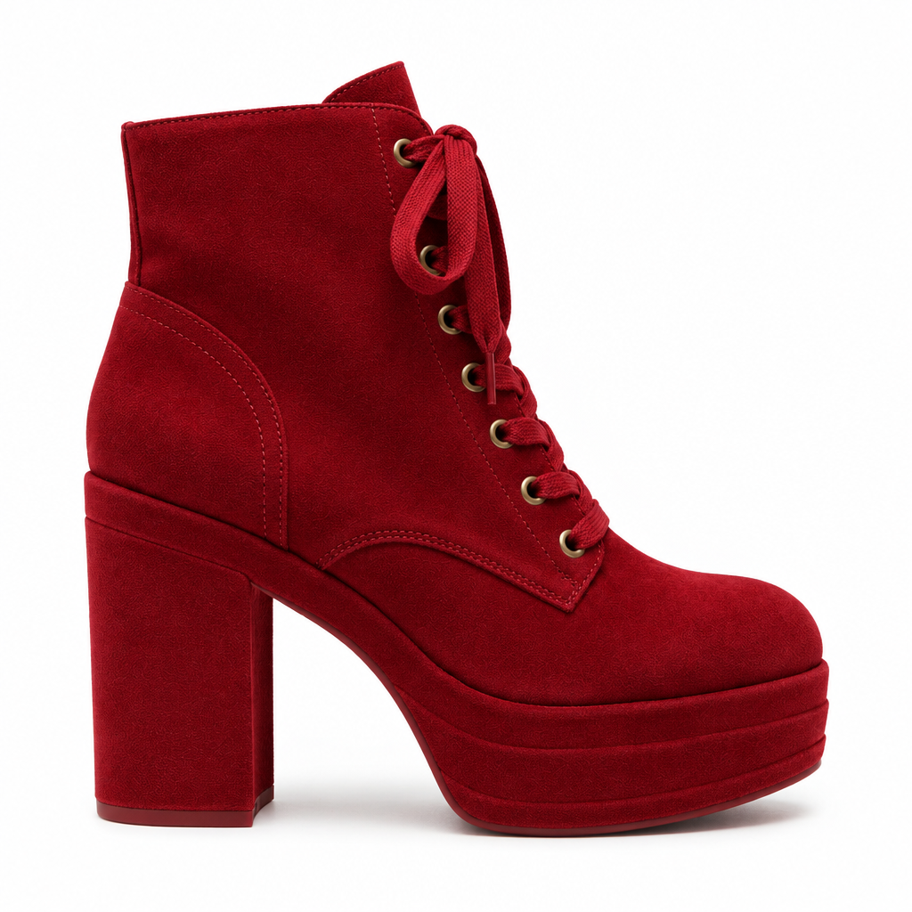 Botín Plataforma Cordones Rojo