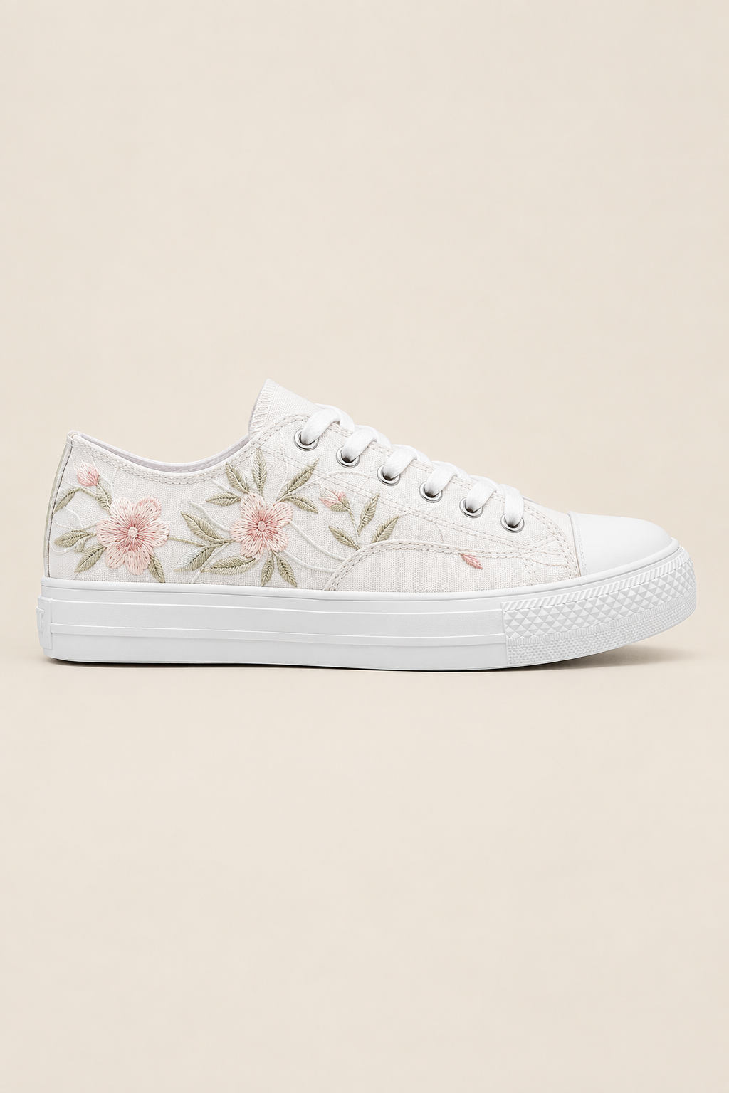Deportivas canvas bordada blancas