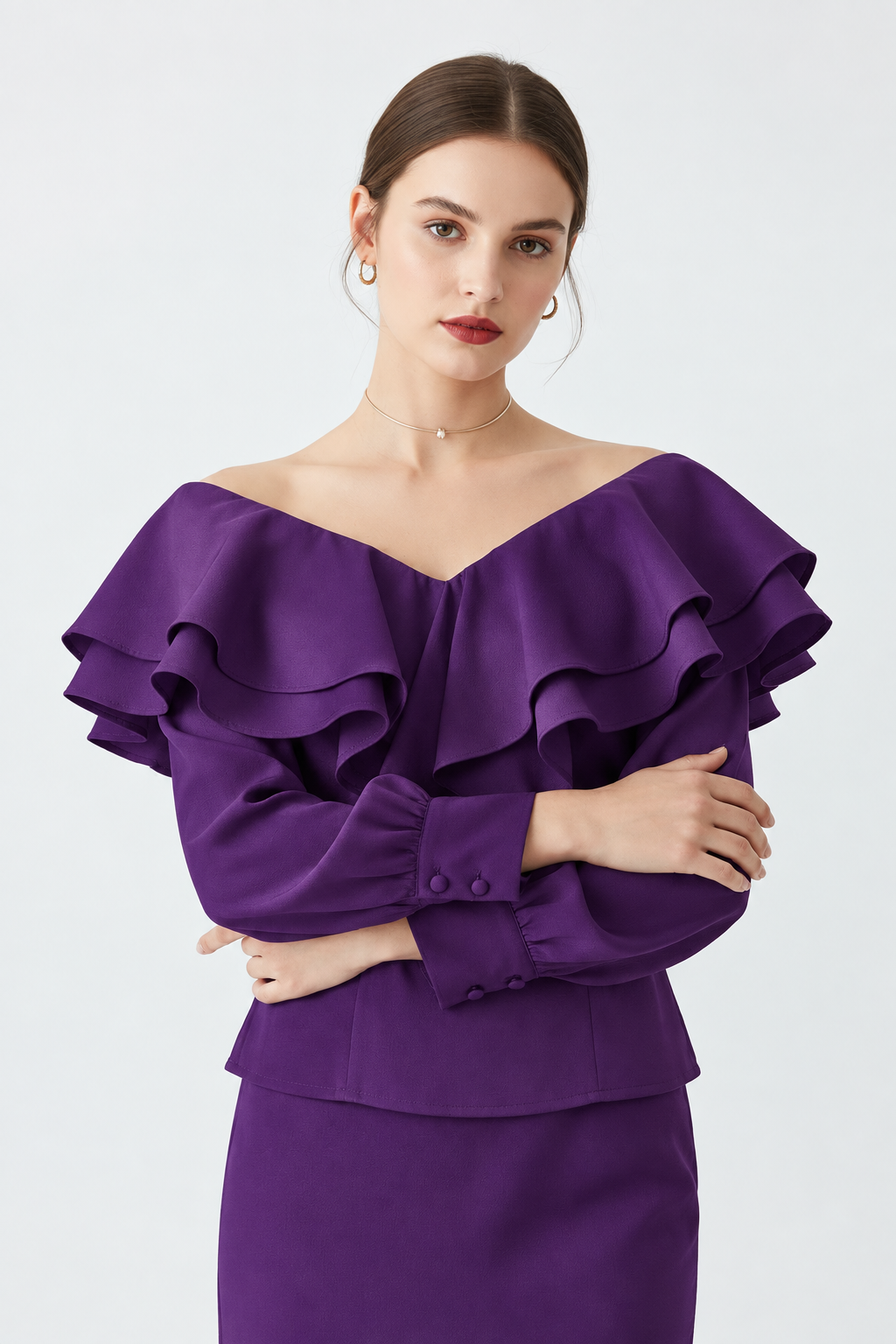 Blusa volantes púrpura