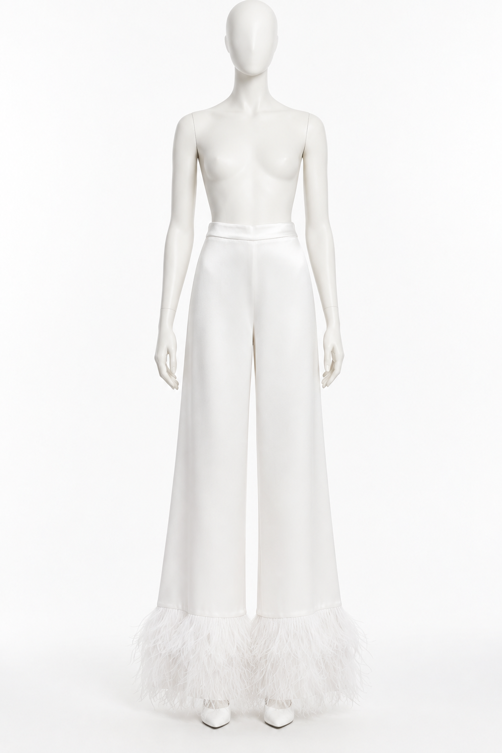 Pantalones plumas blanco