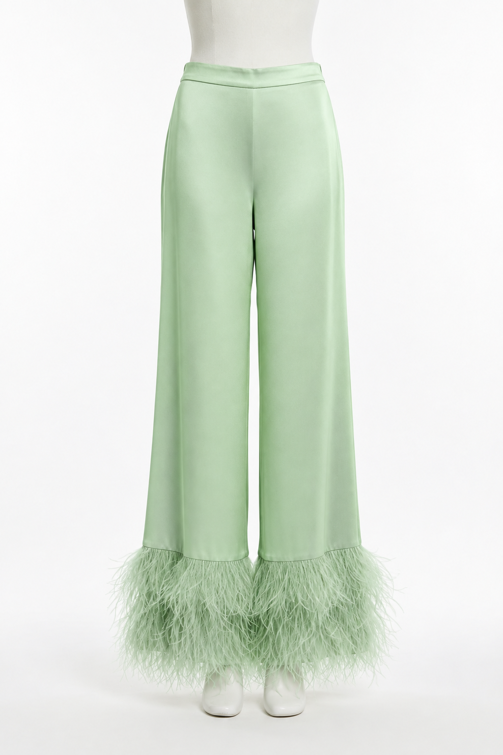 Pantalones plumas verde menta