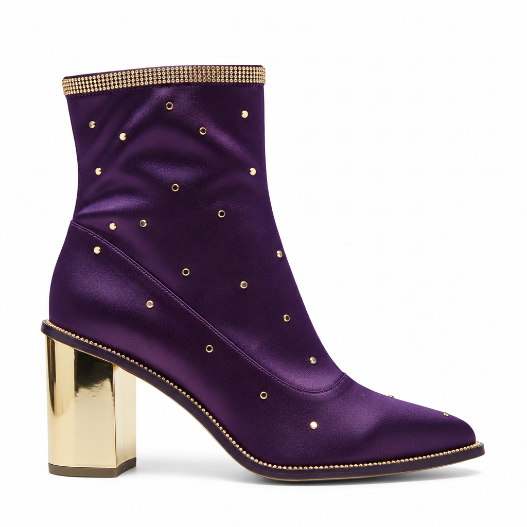 Botín Satén Morado Violeta