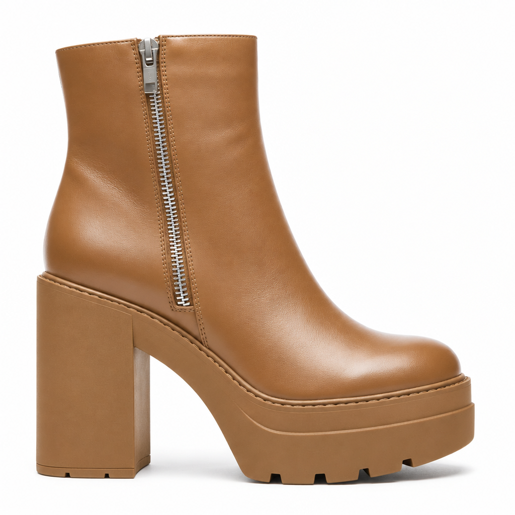 Botín plataforma camel nude